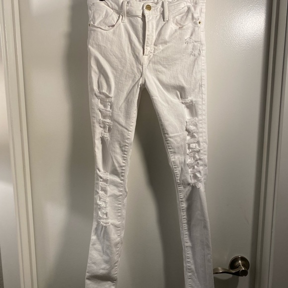 FRAME LE HIGH SKINNY IN BLANC RIP SIZE 28 NWOT - Picture 5 of 9